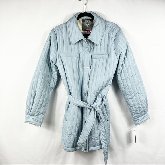 VINCE CAMUTO Dusty Blue Quilted Shirt Jacket NWT in Size Large - Picture 2 of 8